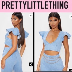 🥳🎉HP🎉🥳 Flared sleeve denim crop top